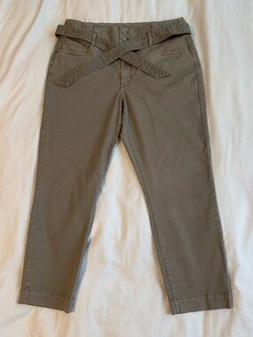 White House Black Market Olive Tie-Belt Chinos
